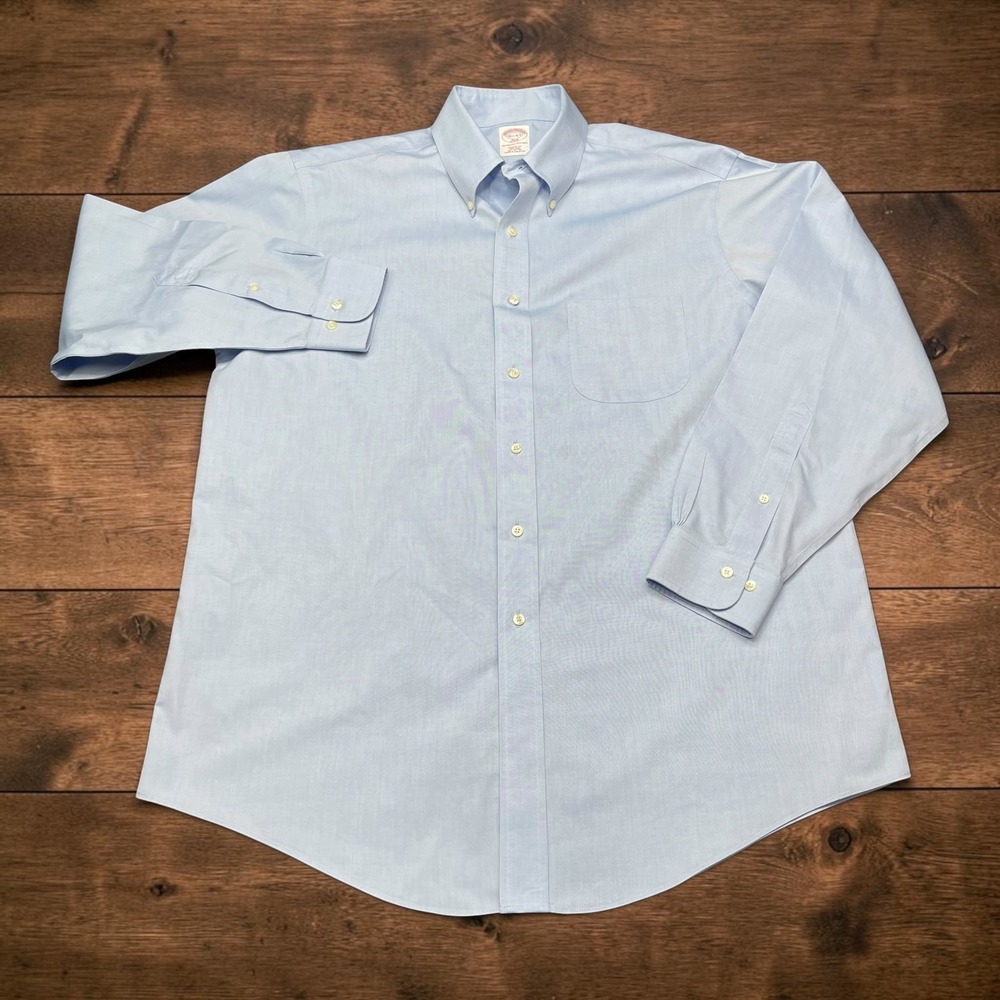 Brooks Brothers 346 Mens Light Blue Non-Iron Cotton Button Down‎ Shirt 16.5 4/5